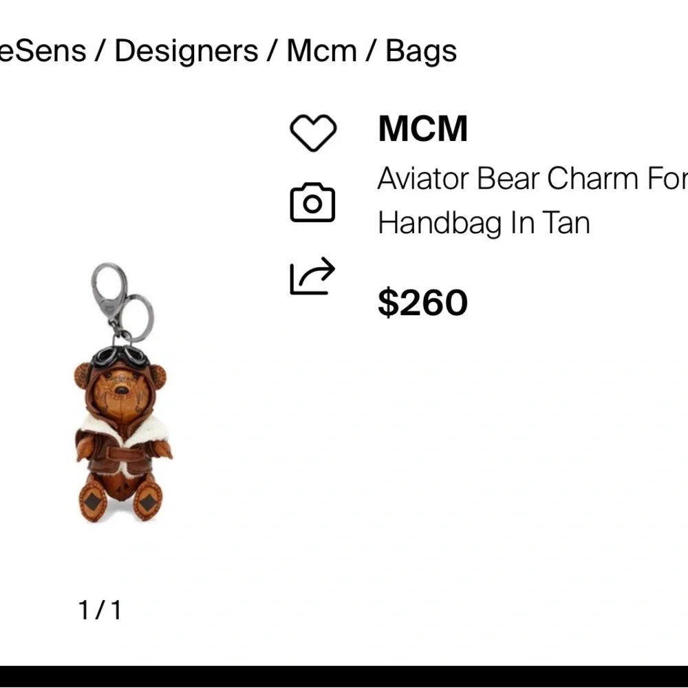 MCM Brown Bear Keychain with Black Accents - Picture 2 of 4